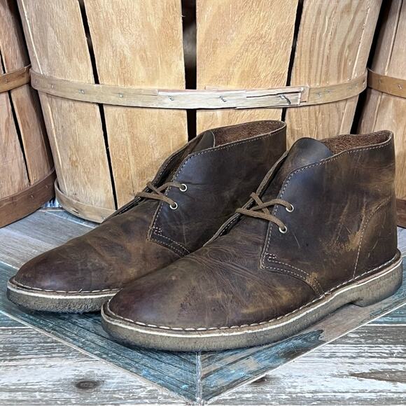 Clarks Originals Beeswax Brown Leather Crepe Sole Desert Chukka Boot Men Size 10 - Picture 3 of 11